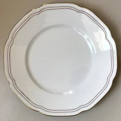 Tradera Karlskrona Assiett, Sverige, dekorkant i rött och guld> Keramik & Porslin, Svenskt