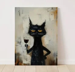 Tradera Katt Vin Canvas Poster Inredning 40x30 cm^ Posters
