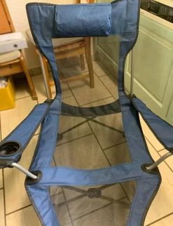 Tradera 150kg vikbar campingstol med mugghållare och förvaringsväska, justerbar vilstol^ Möbler