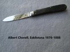 Tradera Knivar & Svärd<Kniv, fällkniv, Eskilstuna. Albert Chorell 1876-1888.