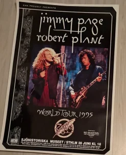 Tradera Konsertaffisch: Jimmy Page & Robert Plant World Tour Stockholm 1995^ Musikposters
