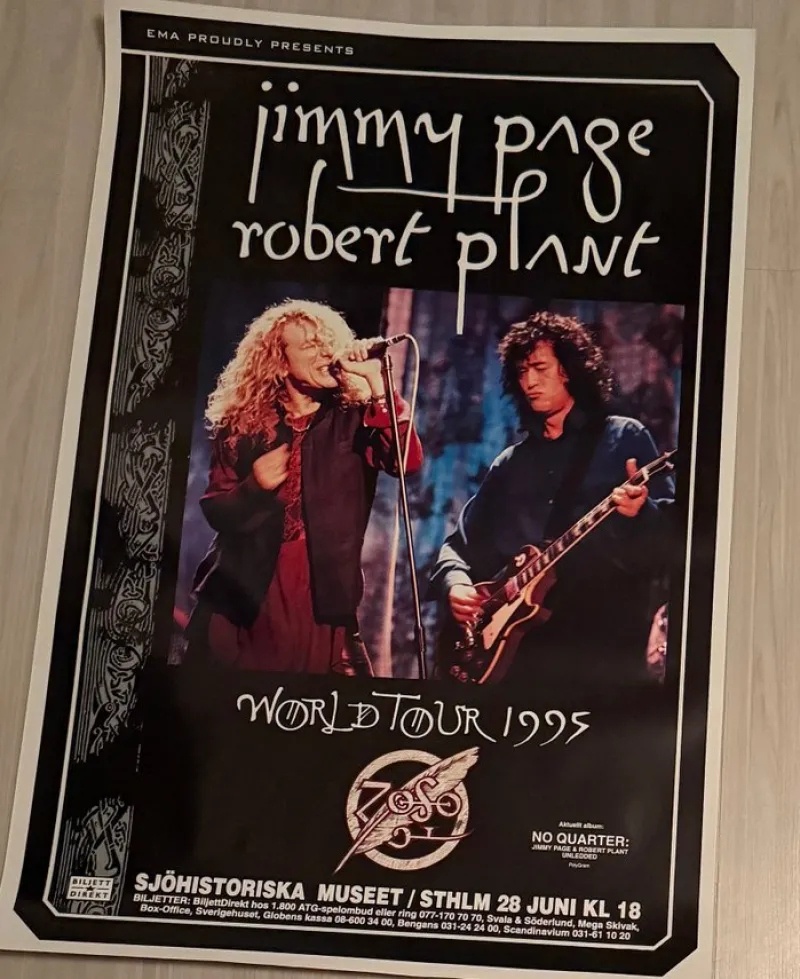 Tradera Konsertaffisch: Jimmy Page & Robert Plant World Tour Stockholm 1995^ Musikposters