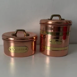 Tradera Kopparburkar för socker och te oanvända !> Kopparföremål