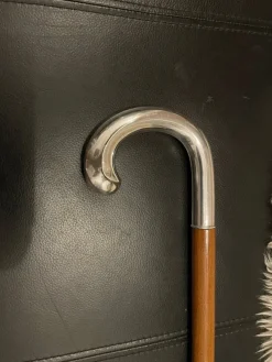 Tradera käpp med silver krycka> Silver