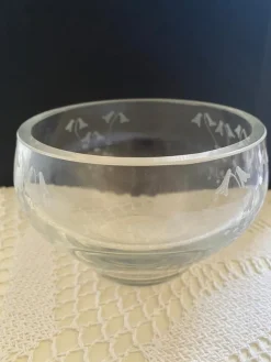 Tradera Kristallskål skål signerad LR> Glas