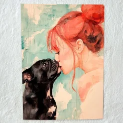 Tradera Kärlek Mellan Människa och Hund - A4 Premium Glansigt Papper (utan ram)^ Fotokonst