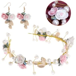 Tradera Kvinnor hårband bröllop diadem pärla Kristall SET> Bröllopsaccessoarer