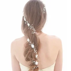 Tradera Kvinnor hårband bröllop diadem blad pärla kristall> Bröllopsaccessoarer