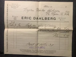 Tradera Kvitto från Eric Dahlberg elektrisk radio i Kalmar 1938^ Fraktsedlar & Fakturor