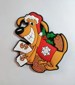 Tradera Magneter<Kylskåpsmagnet tomte hund ( ? ) dollar