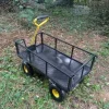 Tradera Trädgårdsredskap<900lbs kapacitet trädgårdsvagn i stål med löstagbara gallerisidor, 10 tums däck