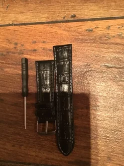 Tradera Läderarmband till klocka - svart 22mm^ Tillbehör & Reservdelar