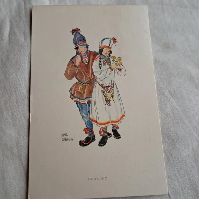 Tradera Allmänna Motiv<ÄLDRE VYKORT AINA STENBERG LAPPLAND FOLKDRÄKTER 1930