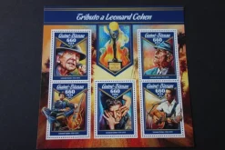 Tradera LEONARD COHEN, Postfriskt frimärksblock, 5 olika frimärken^ Övriga Världen