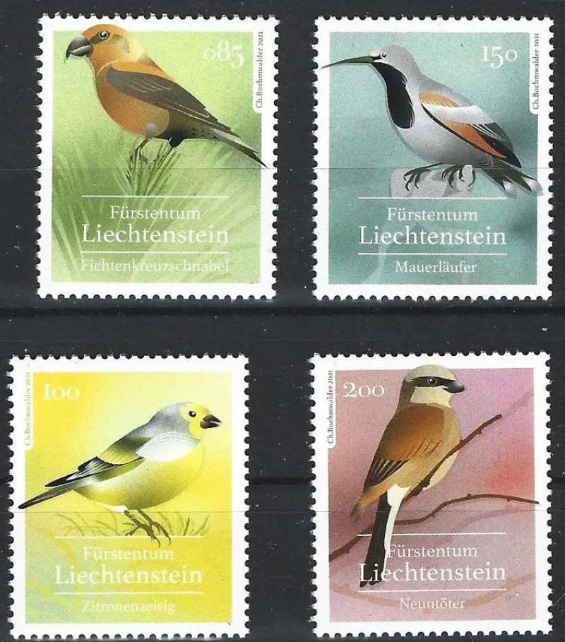 Tradera Liechtenstein 2021 Fåglar 4v^ Europa