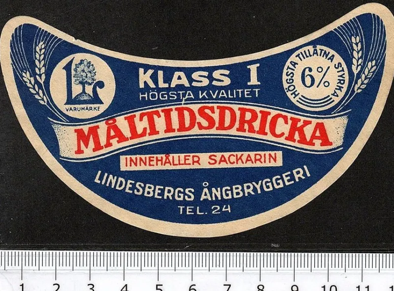 Tradera Lindesbergs ångbryggeri Lindesberg, Måltidsdricka klass I^ Breweriana