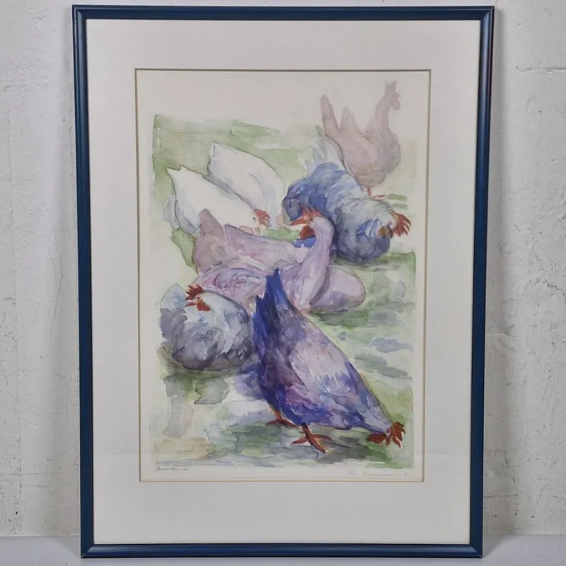 Tradera Lis Thomasson - Inramat tryck - Hönor^ Grafik & Teckningar