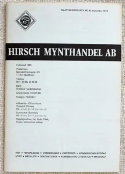 Tradera LITTERATUR. Hirsch Mynthandel. Lagerlista 83, 1975^ Övrigt Mynt & Sedlar