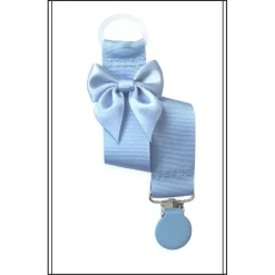 Tradera Ljusblå napphållare med ljusblå rosett och ljusblått clip dop doppresent> Babyprodukter