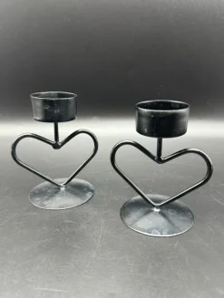 Tradera Ljusstakar | 2 st Hjärtan i lättare metall^ Dekorationer