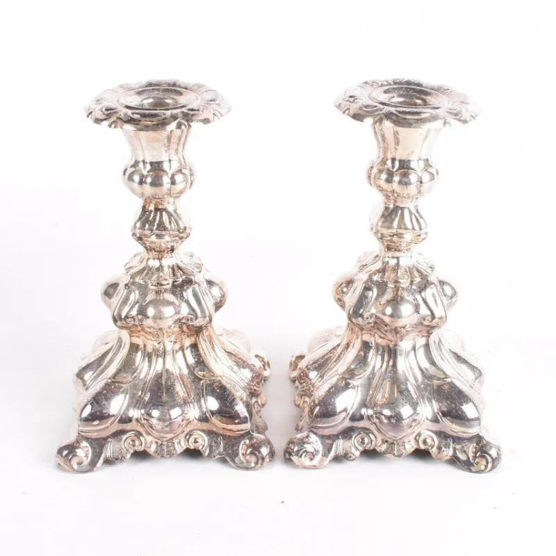 Tradera Ljusstakar Nysilver Barockstil 2st Retro> Silver