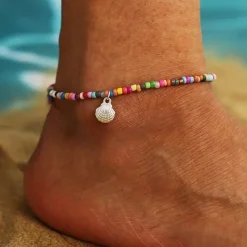 Tradera Fotlänkar<Lång Skal Fotlänk Ankellänk Vristlänk pärlor Snäckskal guld färg trendi jul