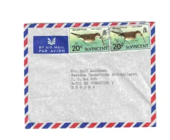 Tradera Luftpostbrev från St Vincent Stämplat 30/11 1970 Fåglar^ Europa