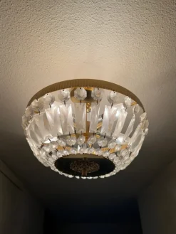 Tradera Lyxig kristalltaklampa i mässing^ Lampor