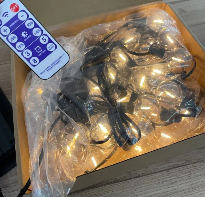 Tradera Trädgårdsdekorationer<12m 30 LEDs utomhus solar ljusslinga med solpanel och fjärrkontroll,99% ny skick