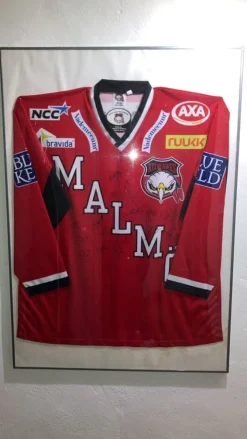 Tradera Hockey & Skridskor<Malmö Redhawks matchtröja med autografer