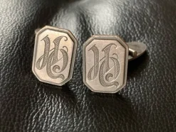 Tradera Manschettknappar<Manschettknappar kontrollerat silver