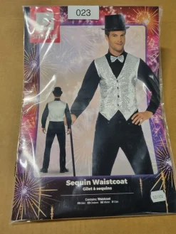 Tradera Maskeraddräkt Paljettväst väst silver 023 strl S Herr/Man^ Maskeradkläder