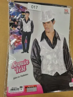 Tradera Maskeraddräkt Paljettväst väst silver 017 strl M Herr/Man^ Maskeradkläder