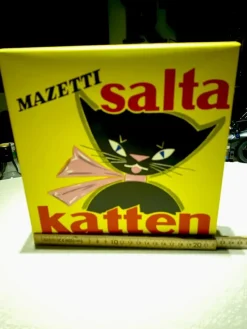 Tradera Varuförpackningar<Mazetti Salta Katten - Reklamtavla
