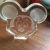 Tradera Mickey Mouse Musse Pigg Disney glasfigurer paperweight 10,5x11,5x2,5 cm^ Disney