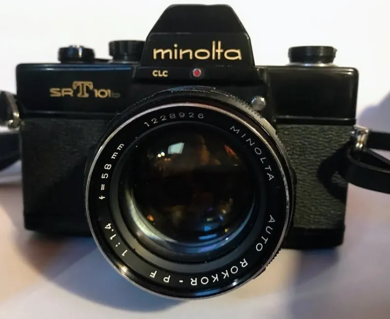 Tradera MINOLTA101b,PERFEKT KONDITION.MINOLTA AUTO ROKKOR-PF1:4.f=58 mm+OBJEKTIV.TELE.> Fotokameror