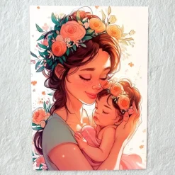 Tradera Mor och Dotter i Blomsterkransar^ Fotokonst