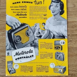 Tradera Motorola Portables - Here Comes More Fun! (annons) 1949 bärbara radio^ Stereo & Hifi