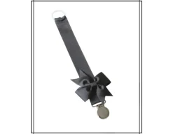 Tradera Mörkgrå napphållare med rosett och runt silverfärgat clip dop doppresent> Babyprodukter