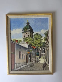 Tradera M.WOLFRAM - OLJA PÅ PANNÅ - CAROLI KYRKA BORÅS 1974.^ Måleri