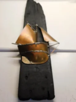 Tradera Nautica Väggrelief Konstverk Av Svart EK samt Metal Signerat^ Reliefer