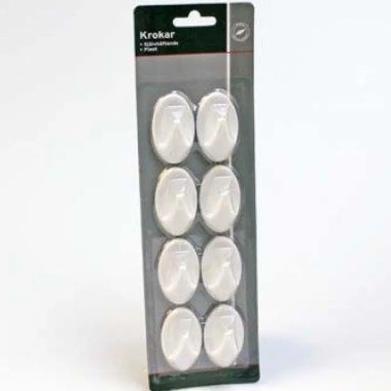 Tradera NBA Verktyg Tillbehör Självhäftande krokar plast 8-Pack Vita> Övriga Byggartiklar