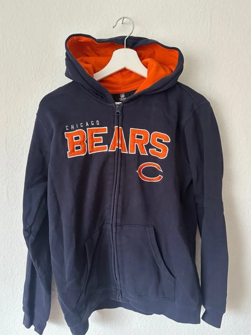 Tradera Amerikansk Fotboll<NFL marinblå och orange huvtröja, ungdom, Chicago bears