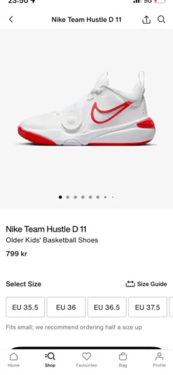 Tradera Basket<Nike Team Hustle D 11 - Vita Basketbollskor Storlek 36