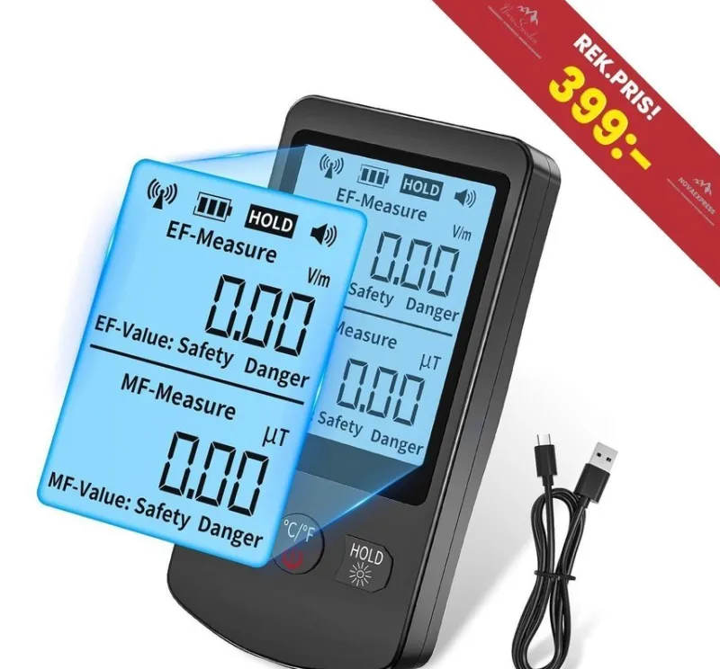 Tradera NY Digital EMF-mätare, 3-i-1 | LED | Temp/strålning mät | USB-C | Ord.pris 399kr^ Elektronikinstrument