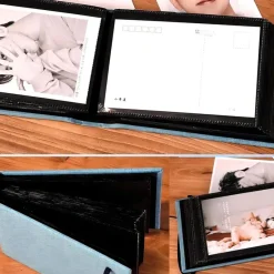 Tradera [Ny] Fotoalbum i linne med plats för 100 bilder 10 x 15 cm ljusblå blå^ Fotoalbum