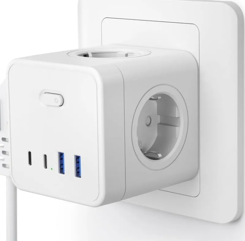 Tradera Ny! Grenuttag USB C-uttag, 8-i-1-kub, grenuttag med 4 nätuttag, 2 USB, 2 typ C^ Övrigt Hem & Hushåll