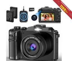 Tradera NY 4K-kamera 64MP/18X digitalkamera | 32gb | 2 batt. & laddare | Nybörjarkamera^ Fotokameror