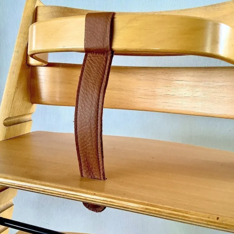 Tradera NY LÄDERREM Äkta skinn (Mellan-Brun) BYGEL-REM till STOKKE Tripp Trapp barnstol.> Barn- & Babystolar
