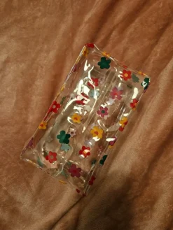 Tradera Ny Transparent sminkväska med blommor> Väskor